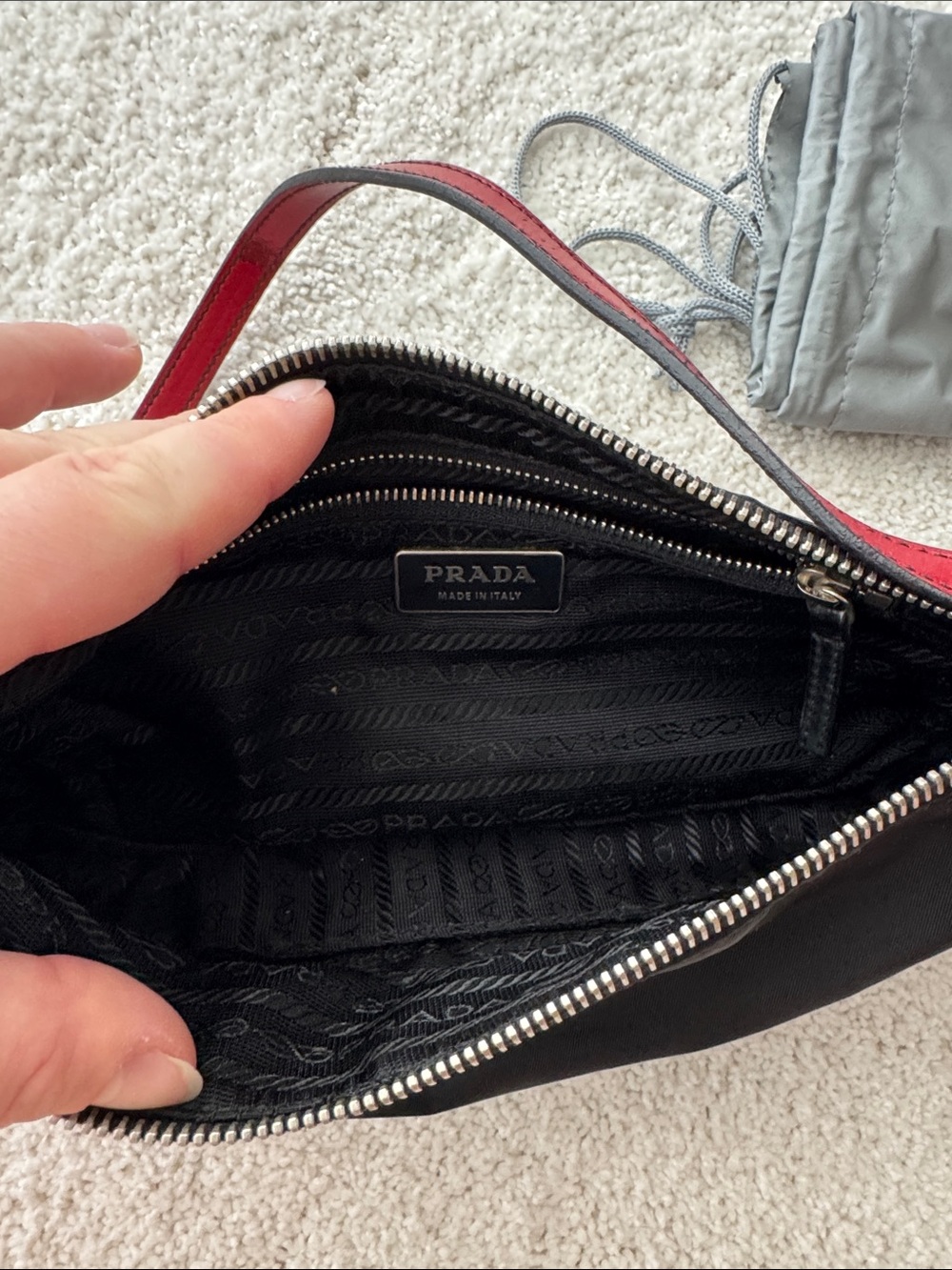 Prada Black and Red Leather-Trim Shoulder Bag - Picture 14 of 15
